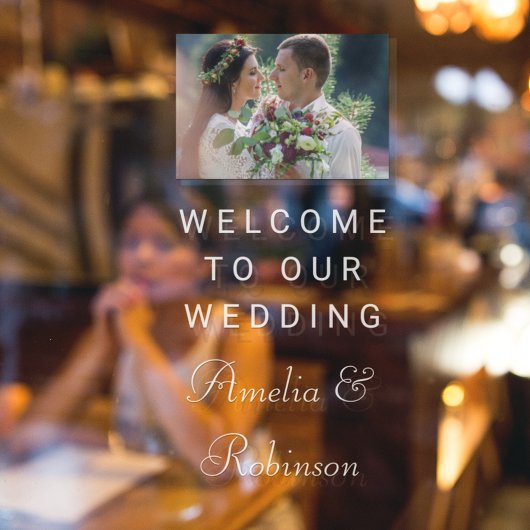 Stijlvolle witte script aangepaste trouwfoto welko raamsticker