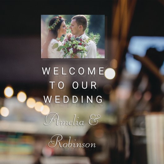 Stijlvolle witte script aangepaste trouwfoto welko raamsticker