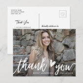 stijlvolle witte script bedank je afstudeer briefkaart (Voorkant / Achterkant)