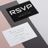 Stijlvolle witte Script bruiloft RSVP Kaart op zwa