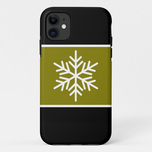 Stijlvolle witte sneeuwvlok Golden Olive Black Str Case-Mate iPhone Case (Achterkant)