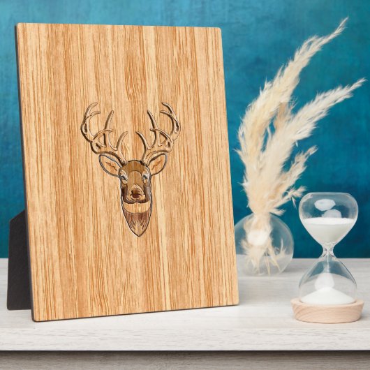 Stijlvolle witte staart buck Antlers Light Wood Gr Fotoplaat (Zijkant)