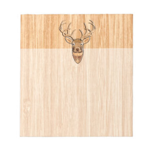 Stijlvolle witte staart buck Antlers Light Wood Gr Notitieblok