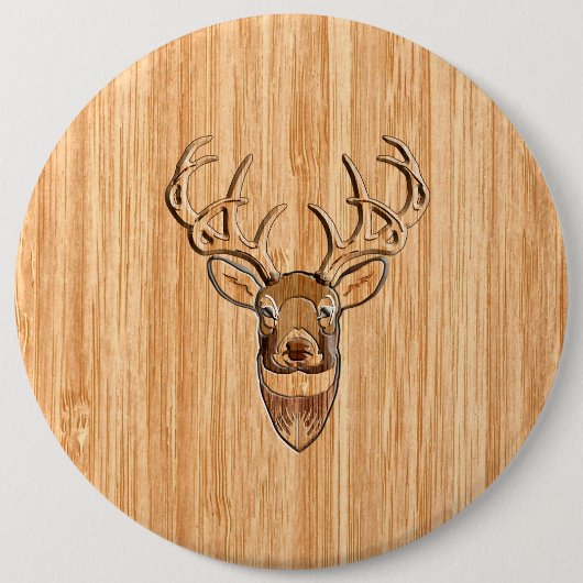 Stijlvolle witte staart buck Antlers Light Wood Gr Ronde Button 6,0 Cm (Voorkant)