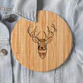 Stijlvolle witte staart buck Antlers Light Wood Gr Ronde Button 6,0 Cm (In situ)