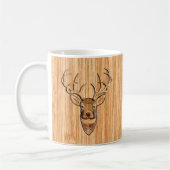 Stijlvolle witte staart Der Head Wood Grain Print Koffiemok (Links)