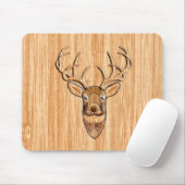 Stijlvolle witte staart Der Head Wood Grain Print Muismat (Met muis)