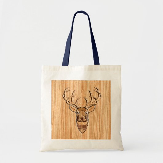 Stijlvolle witte staart Der Head Wood Grain Print Tote Bag (Voorkant)
