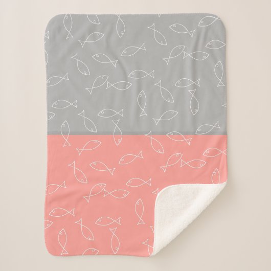 Stijlvolle Witte Vis Patroon Zee Theme Throw Deken (Voorkant)