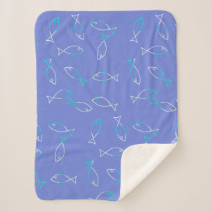 Stijlvolle Witte Vis Patroon Zee Theme Throw Deken