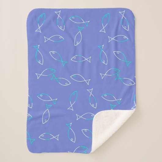 Stijlvolle Witte Vis Patroon Zee Theme Throw Deken (Voorkant)