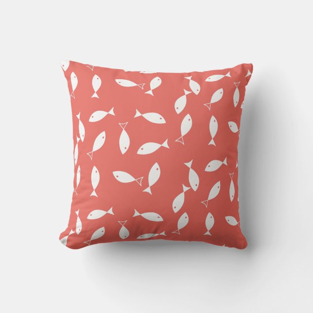 Stijlvolle witte vis Pattern Zee Thema Sierkussen (Voorkant)