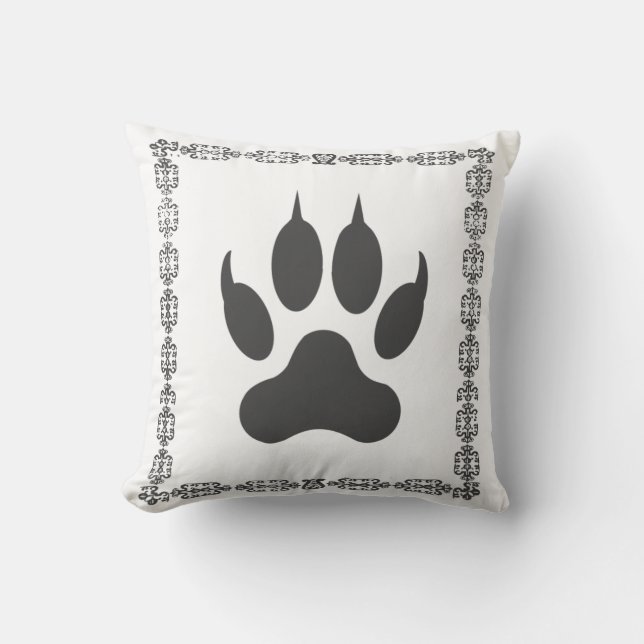 Stijlvolle witte zwarte dierenpoot frame kussen (Voorkant)