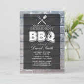 Stijlvolle Wood BBQ Retirement Party Kaart (Staand voorkant)
