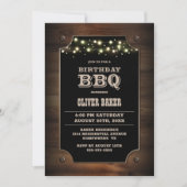 Stijlvolle Wood Birthday BBQ Kaart (Voorkant)