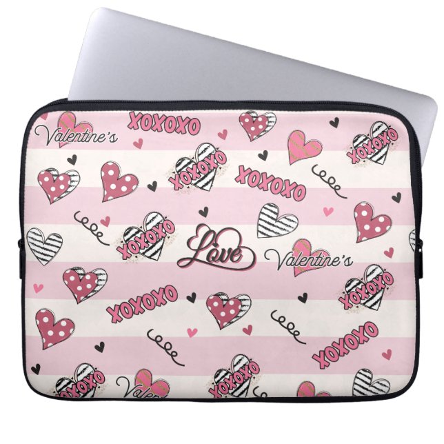 Stijlvolle XOXO-Valentijnsdag gevarieerd Laptop Sleeve (Voorkant)