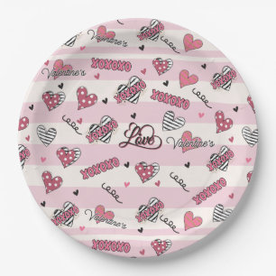 Stijlvolle XOXO-Valentijnsdag gevarieerd Papieren Bordje