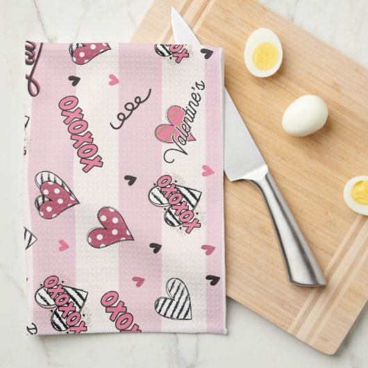 Stijlvolle XOXO-Valentijnsdag gevarieerd Theedoek (Quarter Fold)