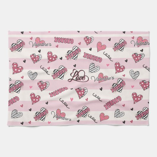 Stijlvolle XOXO-Valentijnsdag gevarieerd Theedoek (Horizontaal)