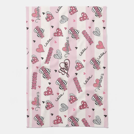 Stijlvolle XOXO-Valentijnsdag gevarieerd Theedoek (Verticaal)