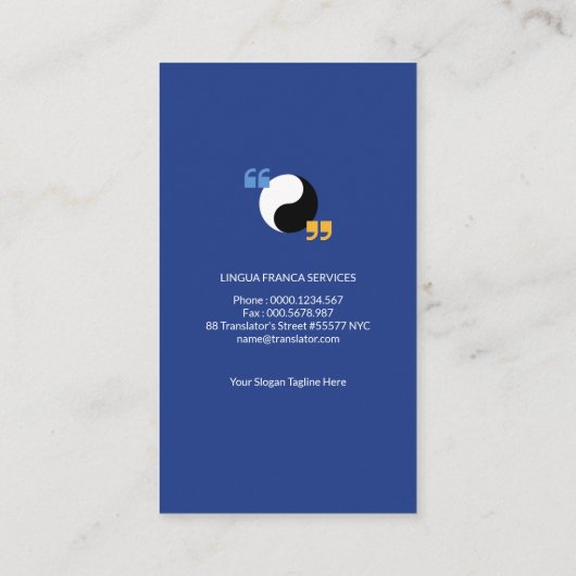 Stijlvolle Yin Yang Speech Box Translator Visitekaartje (Achterkant)