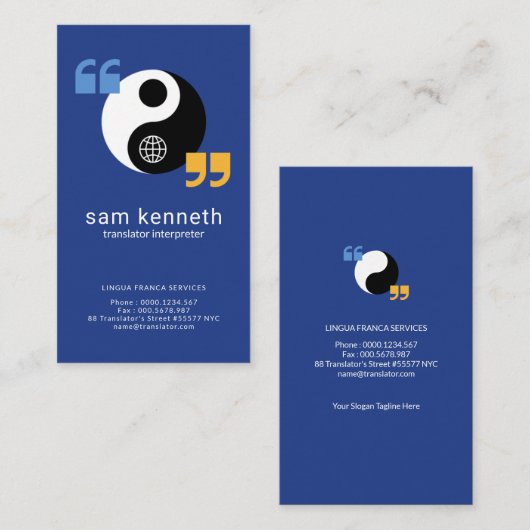Stijlvolle Yin Yang Speech Box Translator Visitekaartje (Voorkant / Achterkant)