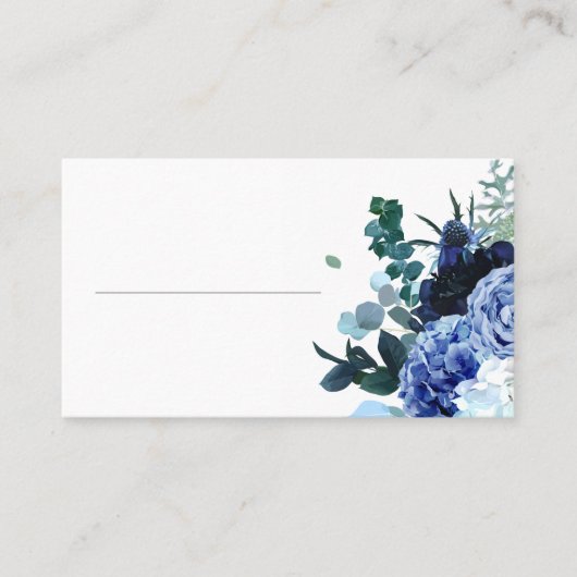 Stijlvolle zachte indigo en blauwe bruiloft  plaatskaartje (Voorkant)