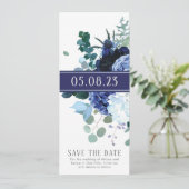 Stijlvolle zachte indigo en  Trouw save the date Kaart (Staand voorkant)