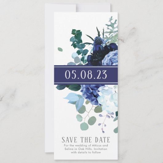 Stijlvolle zachte indigo en  Trouw save the date Kaart (Voorkant)