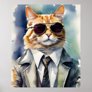 Stijlvolle zakelijke kleding Cat Poster, Movie Sta Poster