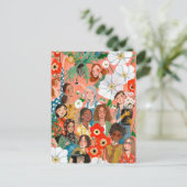 Stijlvolle zalm Internationale Vrouwendag Briefkaart (Staand voorkant)