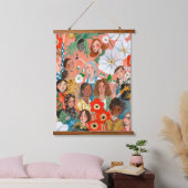 Stijlvolle zalm Internationale Vrouwendag Hangend Wandkleed (Slaapkamer)