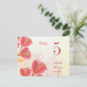 Stijlvolle zalm roze tulpen trouwtafel nummer briefkaart (Staand voorkant)