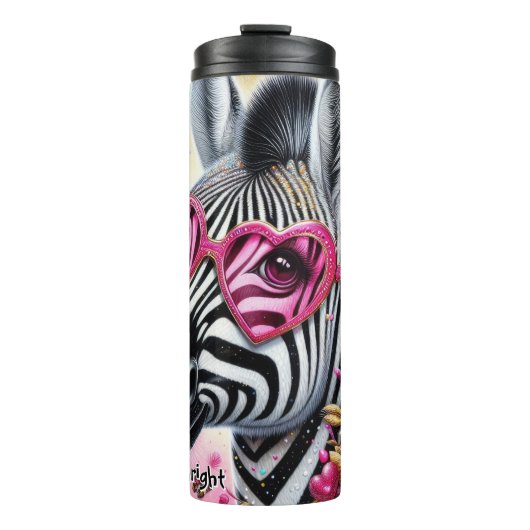 Stijlvolle Zebra in hartbril Thermosbeker (Voorkant)