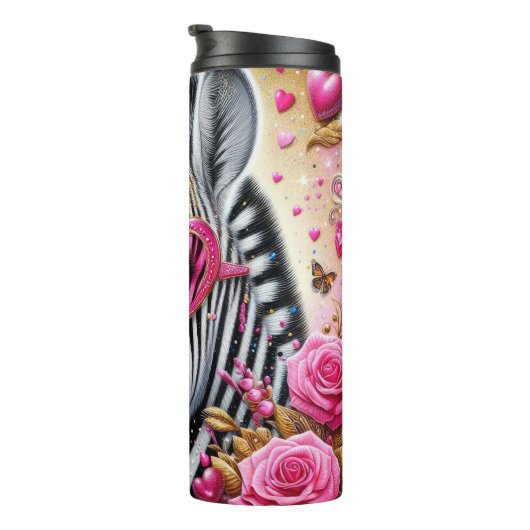 Stijlvolle Zebra in hartbril Thermosbeker (Geroteerd rechts)