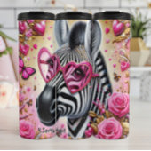 Stijlvolle Zebra in hartbril Thermosbeker