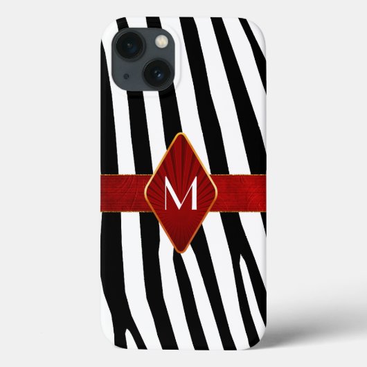 Stijlvolle Zebra Print Monogram Case-Mate iPhone Case (Achterkant)