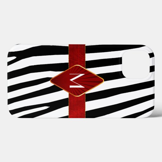 Stijlvolle Zebra Print Monogram Case-Mate iPhone Case (Achterkant (horizontaal))