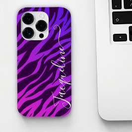 Stijlvolle Zebra Print Ombre Paarse Gepersonalisee Case-Mate iPhone Case