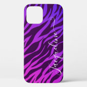 Stijlvolle Zebra Print Ombre Paarse Gepersonalisee Case-Mate iPhone Case (Achterkant)