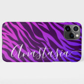 Stijlvolle Zebra Print Ombre Paarse Gepersonalisee iPhone Hoesje (Achterkant horizontaal)