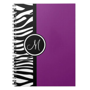 Stijlvolle Zebra Print Paars monogram notebook Notitieboek