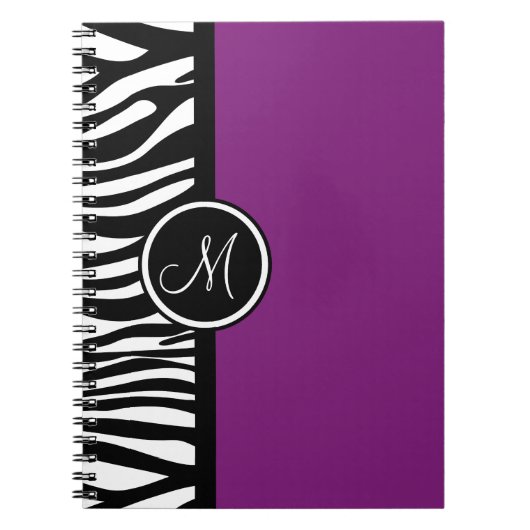 Stijlvolle Zebra Print Paars monogram notebook Notitieboek (Voorkant)