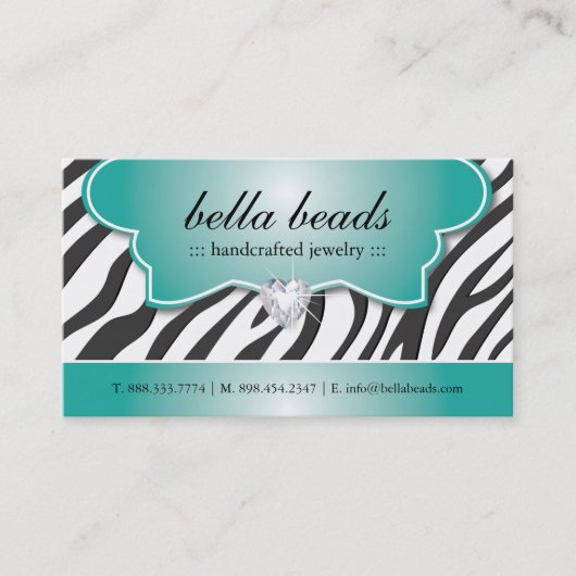 Stijlvolle Zebra Print Visitekaartjes (Voorkant)