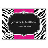 Stijlvolle Zebra Print Wedding Table Number Kaart (Achterkant)