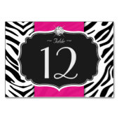 Stijlvolle Zebra Print Wedding Table Number Kaart (Voorkant)