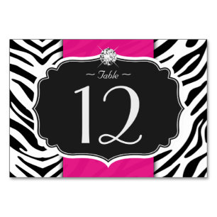 Stijlvolle Zebra Print Wedding Table Number Kaart