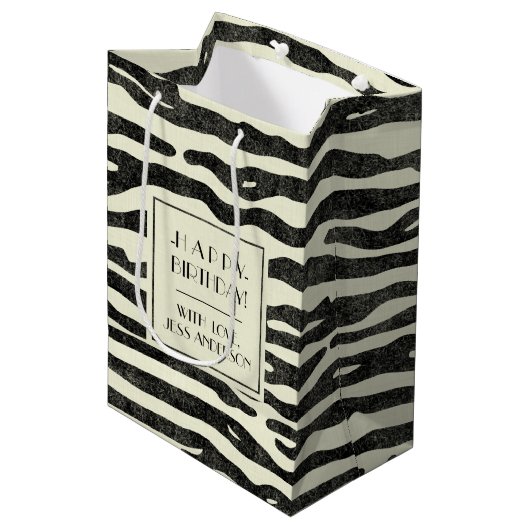Stijlvolle Zebra Stripes Modern Animal Custom Part Medium Cadeauzakje (Voorkant Gekanteld)