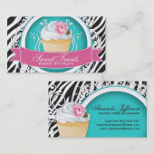Stijlvolle Zebraafdrukken - Cupcake-Visitekaartjes Visitekaartje (Voorkant / Achterkant)