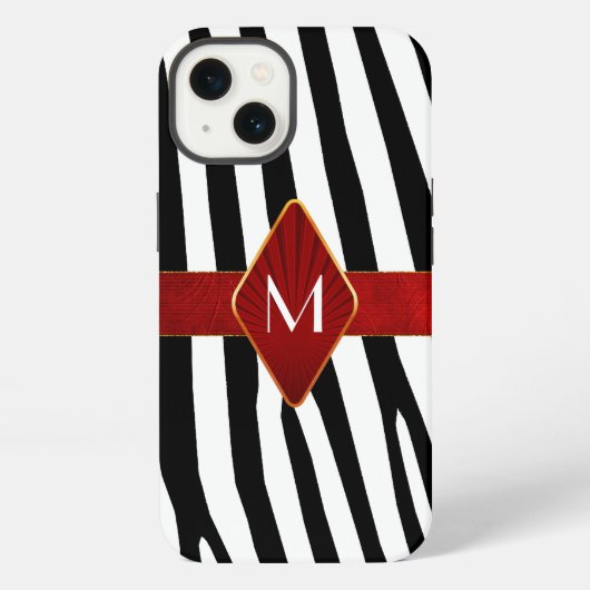 Stijlvolle zebraprint monogram iPhone hoesje (Achterkant)